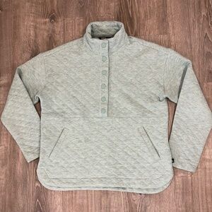 Eddie Bauer Quilted Snap Front Pullover Sweatshirt- Mock Neck